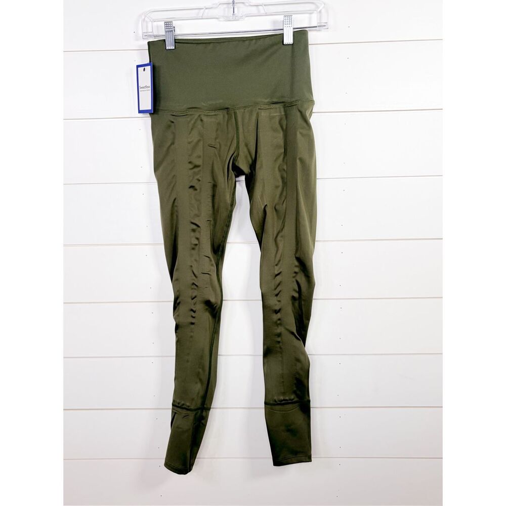 NWT Sweetflexx Ruched High Waisted Resistance Activewear Leggings Green Size 6